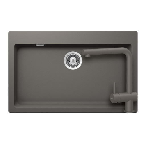 SETSN100XLEEXSILV Set chiuveta bucatarie Schock Signus N-100XL 790 x 500 mm si baterie bucatarie Schock Epos Cristadur Silverstone cu cap extractibil, gri inchis -  Schock SETSN100XLEEXSILV imagine