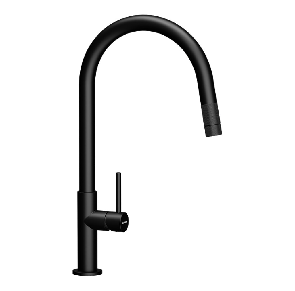 SETSN100XLPUTENEG Set chiuveta bucatarie Schock Signus N-100XL 790 x 500 mm Cristadur Puro, negru intens cu parti vizibile si baterie bucatarie Schock Talia cu cap extractibil negru -  Schock SETSN100XLPUTENEG imagine 1