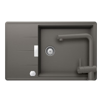 SETTD100LSEEXSILV Set chiuveta bucatarie Schock Tia D-100LS 780 x 500 mm si baterie bucatarie Schock Epos Cristadur Silverstone cu cap extractibil, gri inchis SETTD100LSEEXSILV imagine 28979