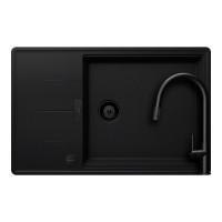 SETTD100LSPUTENEG Set chiuveta bucatarie Schock Tia D-100LS 780 x 500 mm Cristadur Puro, negru intens cu parti vizibile si baterie bucatarie Schock Talia cu cap extractibil negru SETTD100LSPUTENEG imagine 28982