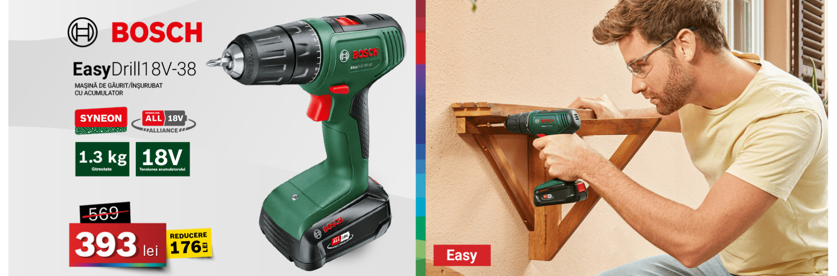 Maşină de găurit/înşurubat cu acumulator EasyDrill 18V-38