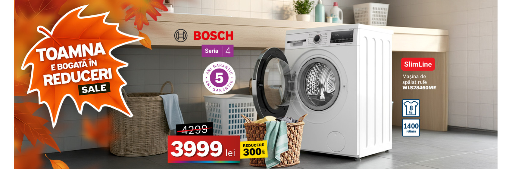 Masina de spalat rufe SLIM Bosch WLS28460ME