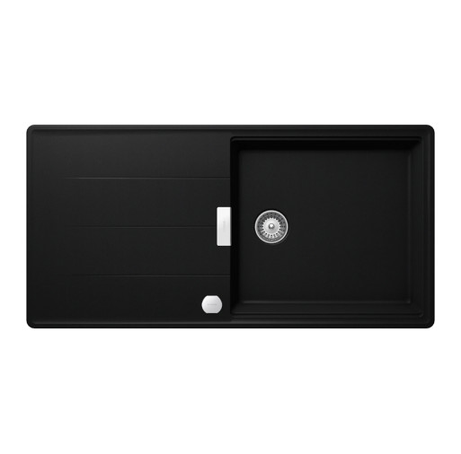 TIAD100LPUROSA  Chiuveta bucatarie Schock Tia D-100L Cristadur Puro 1000 x 500 mm cu sifon automat, granit, reversibila, montare pe blat, negru intens -  SCHOCK TIAD100LPUROSA imagine