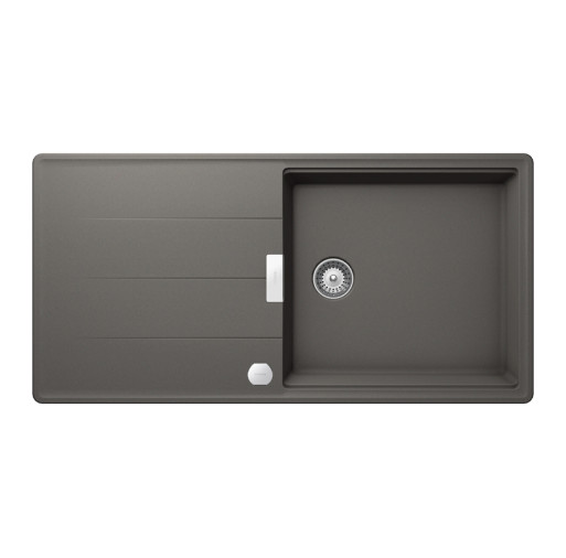 TIAD100LSILVSA Chiuveta bucatarie Schock Tia D-100L Cristadur Silverstone 1000 x 500 mm cu sifon automat, reversibila, compozit granit, montare pe blat, gri inchis -  SCHOCK TIAD100LSILVSA imagine
