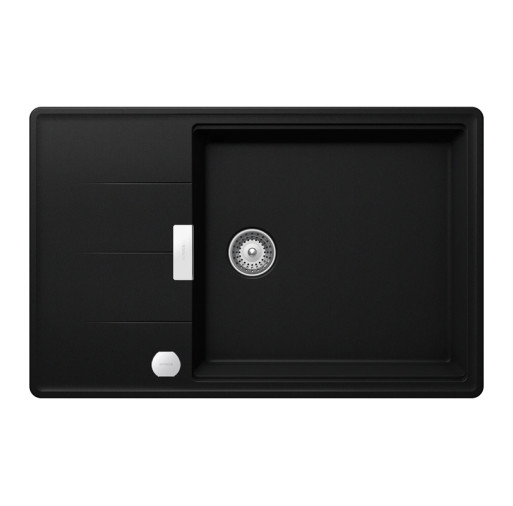 TIAD100LSPUROSA Chiuveta bucatarie Schock Tia D-100LS Cristadur Puro 780 x 500 mm cu sifon automat, compozit granit, reversibila, montare pe blat, negru intens -  SCHOCK TIAD100LSPUROSA imagine