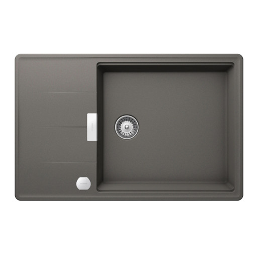 TIAD100LSSILVSA Chiuveta bucatarie Schock Tia D-100LS Cristadur Silverstone 780 x 500 mm cu sifon automat, compozit granit, reversibila, montare pe blat, gri inchis -  SCHOCK TIAD100LSSILVSA imagine