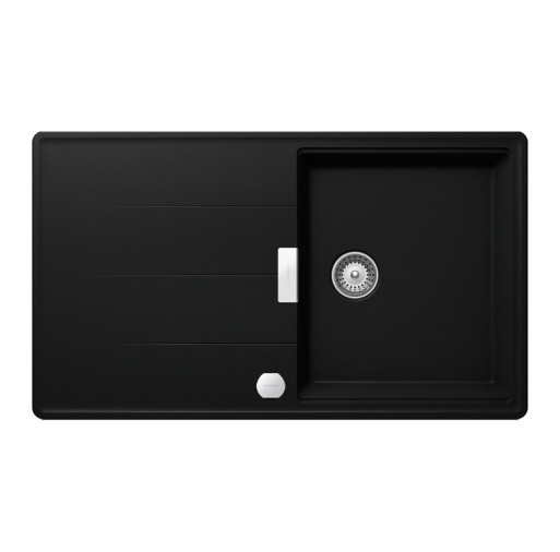 Chiuveta bucatarie Schock Tia D-100 Cristadur Puro 860 x 500 mm cu sifon automat, granit, reversibila, montare pe blat, negru intens -  SCHOCK TIAD100PUROSA imagine