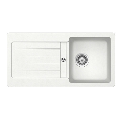 TYPD100SALPI Chiuveta bucatarie Schock Typos D-100S Cristalite Alpina 860 x 435 mm, compozit granit, reversibila, montare pe blat, alb -  SCHOCK TYPD100SALPI imagine