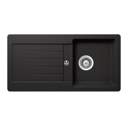 TYPD100SNERO Chiuveta bucatarie Schock Typos D-100S Cristalite Nero 860 x 435 mm, compozit granit, reversibila, montare pe blat, negru -  SCHOCK TYPD100SNERO  imagine
