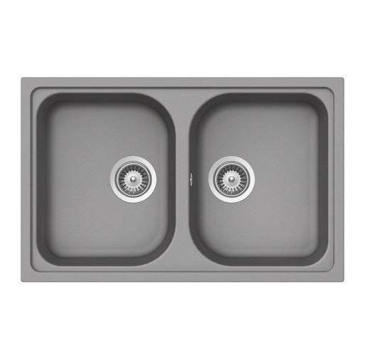 VION200SCROM Chiuveta bucatarie Schock Viola N-200S Cristalite Croma 790 x 500 mm, compozit granit, reversibila, montare pe blat, gri -  SCHOCK VION200SCROM imagine