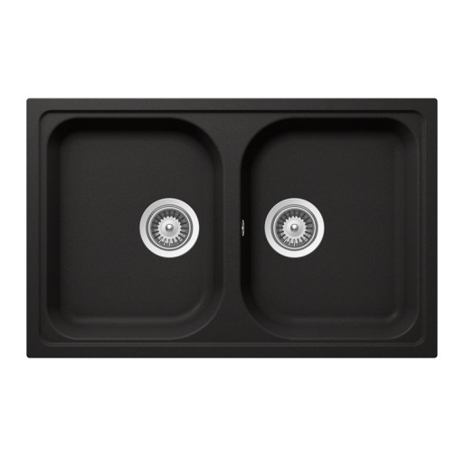 VION200SNERO Chiuveta bucatarie Schock Viola N-200S Cristalite Nero 790 x 500 mm, granit, reversibila, montare pe blat, negru -  SCHOCK VION200SNERO imagine