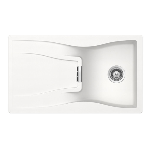 WATD100POLA Chiuveta bucatarie Schock Waterfall D-100 Cristadur Polaris 860 x 500 mm, compozit granit, reversibila, montare pe blat, alb polar -  SCHOCK WATD100POLA imagine