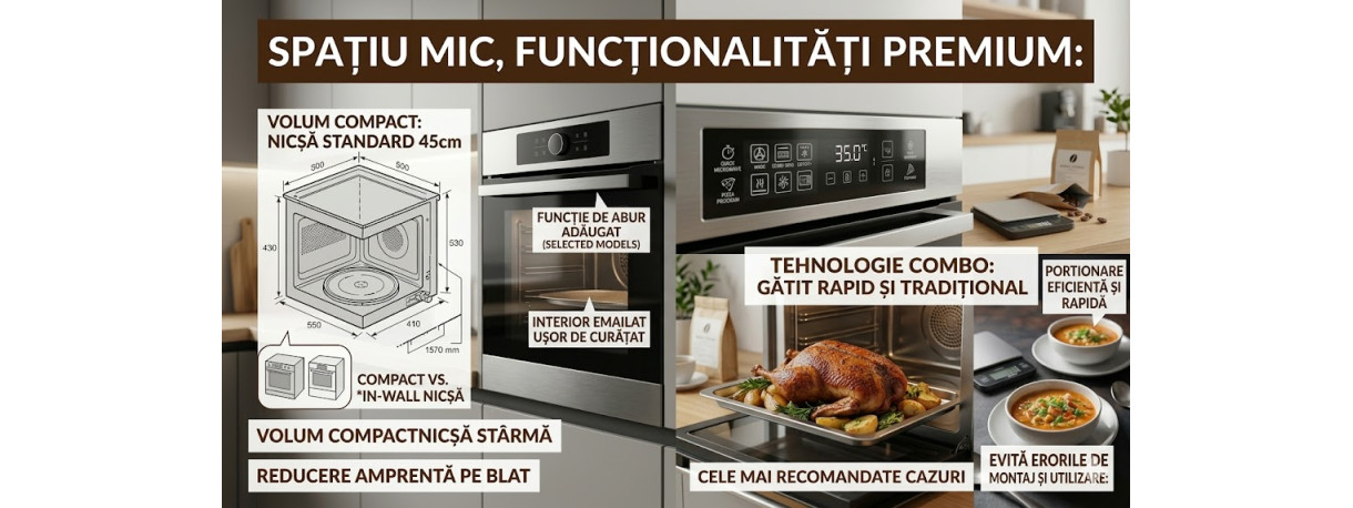 Cuptor compact 2-în-1 cu microunde: Soluții premium pentru spații mici