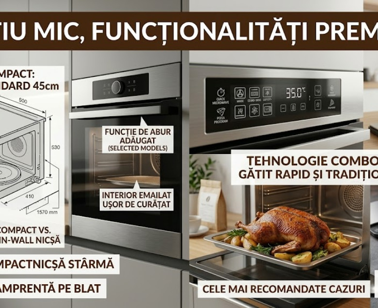 Spațiu mic, funcționalități premium: Când și de ce să alegi un cuptor compact 2-în-1 (cuptor + microunde)