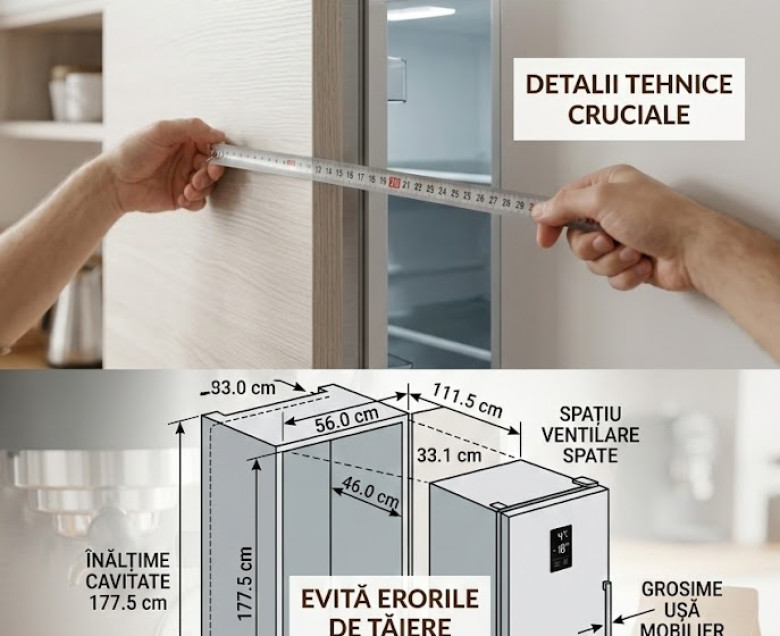 Capcana dimensiunilor la combinele frigorifice incorporabile: La ce detalii tehnice să fii atent înainte de a tăia mobila