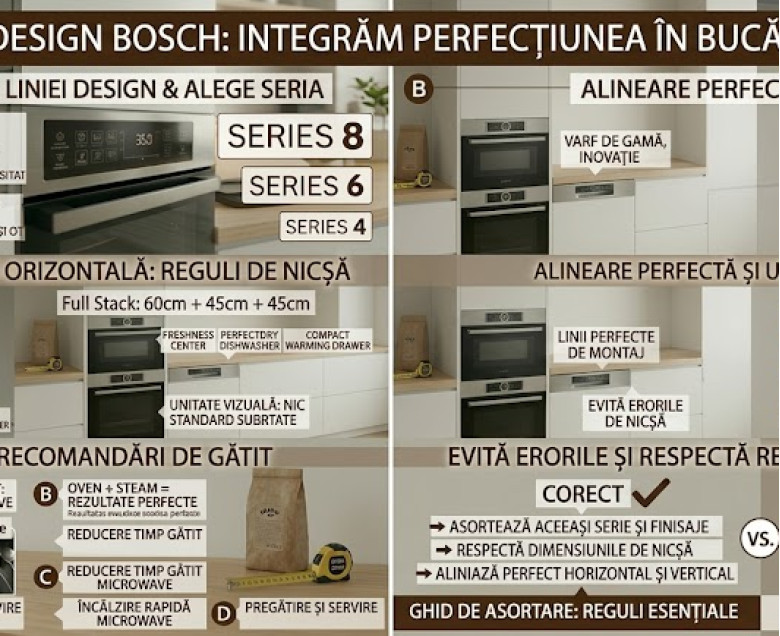 Ghidul de design Bosch: Cum să asortezi corect electrocasnicele incorporabile dintr-o linie vizuală