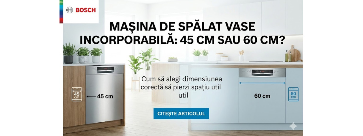 Mașină de spălat vase: 45 cm sau 60 cm? Ghid dimensiuni