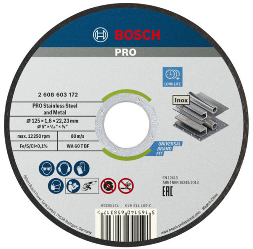 2608619050 Disc de tăiere PRO Stainless Steel and Metal, 125 x 1,6 x 22,23 mm - ROBERT BOSCH 2608619050 imagine