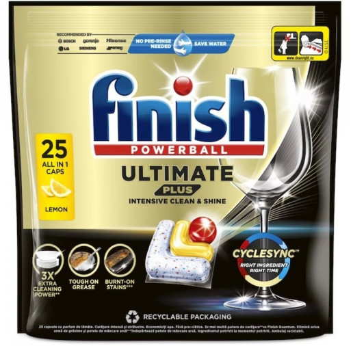 Finish Ultimate Plus, Lemon, 25 Spalari Finish 28 imagine