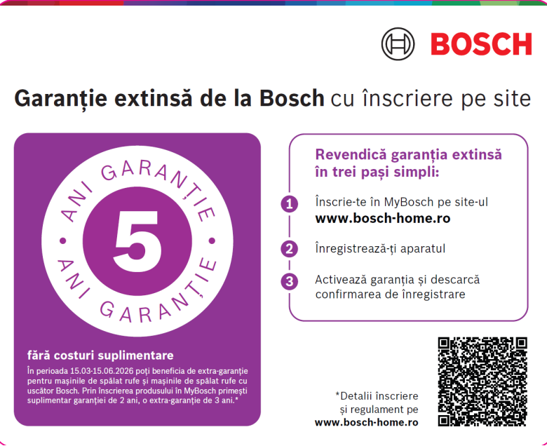 Cash-back 500 de lei + garantie extinsa la masinile de spalat rufe