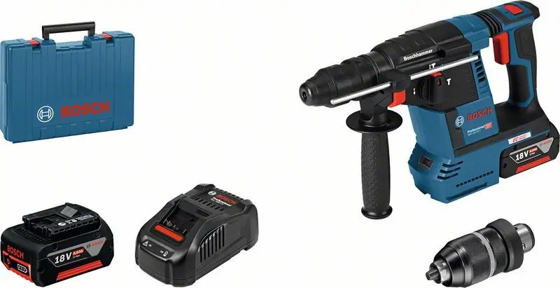 Ciocan rotopercutor cu acumulator cu SDS plus GBH 18V-26 F / GBH 18V-26F în cutie de transport cu 2 acumulatori litiu-ion de 6,0 Ah, mâner auxiliar  0611910003 