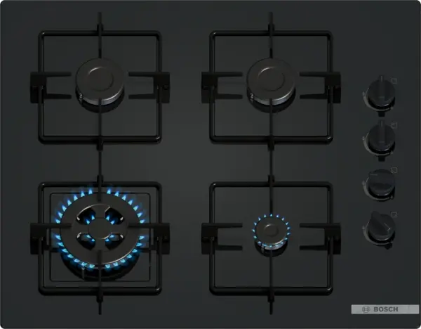 Plită pe gaz Bosch POH6B6K30 4 zone 60 cm seria 2 Quartz Negru