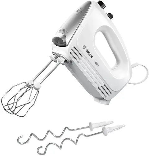 Mixer de mână Bosch MFQ25200 CleverMixx Spotlight 500 W 4 trepte Alb Argintiu