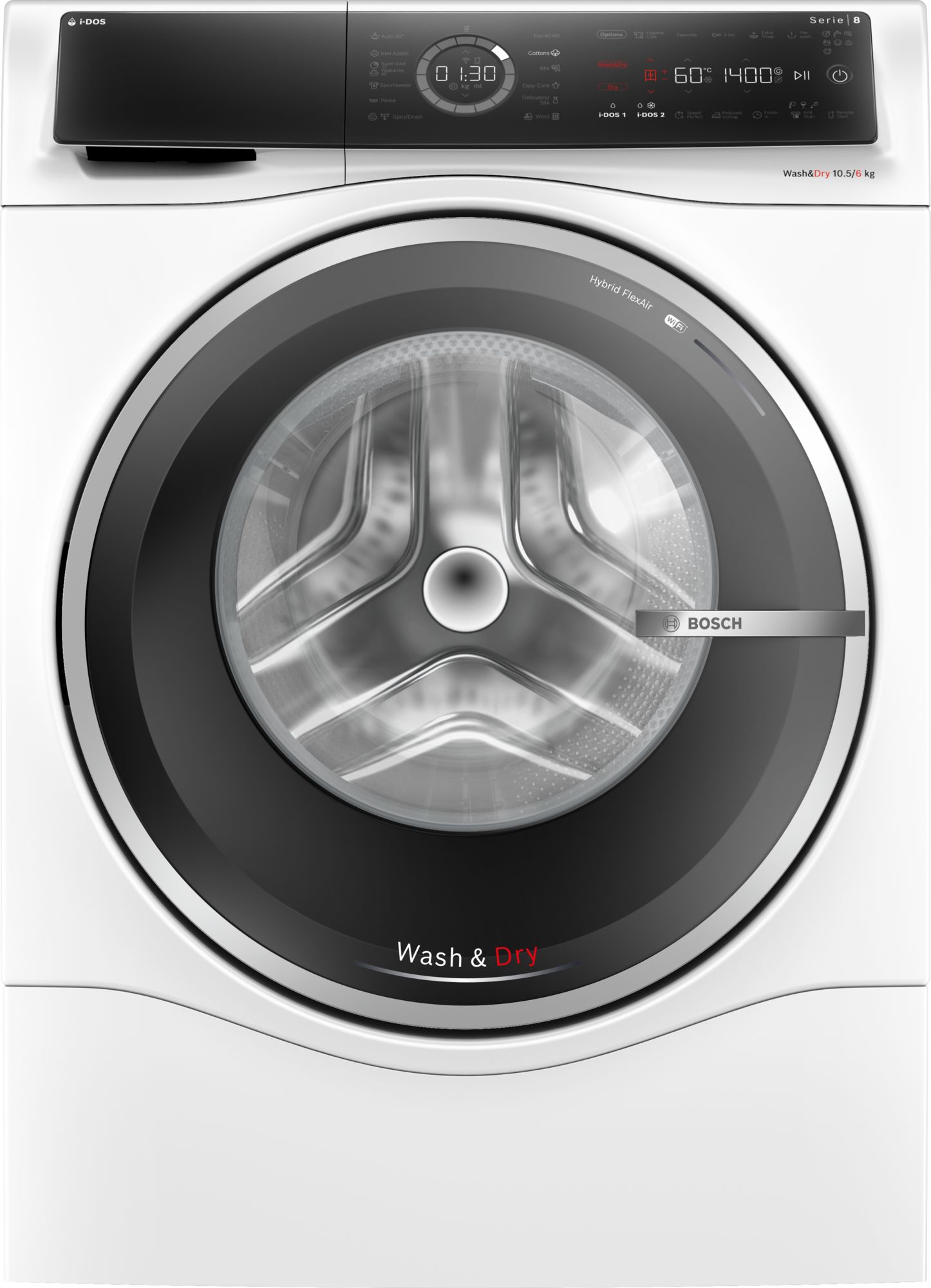 Mașina de spălat rufe cu uscător Bosch WNC254A0BY seria 8, 10.5/6 kg, Alb