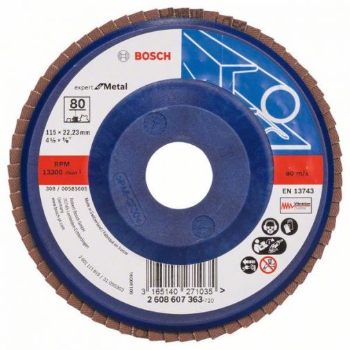 2608607363 Disc de şlefuire evantai X551, Expert for Metal drept, D 115, G 80