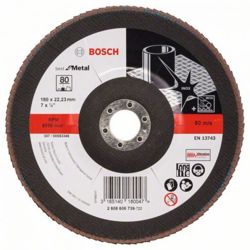 2608606739 Disc de şlefuire evantai X571, Best for Metal în unghi, D 180, G 80